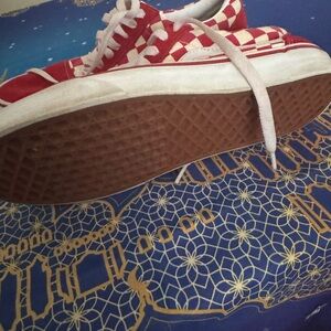 Vans Red and White Checkered Athletic Shoes